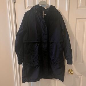 Lululemon Black Rain Jacket with floral embroidery design